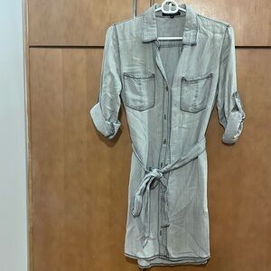 Gray Buttoned Down Tshirt Dress